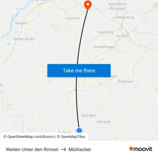 Weilen Unter den Rinnen to Mühlacker map