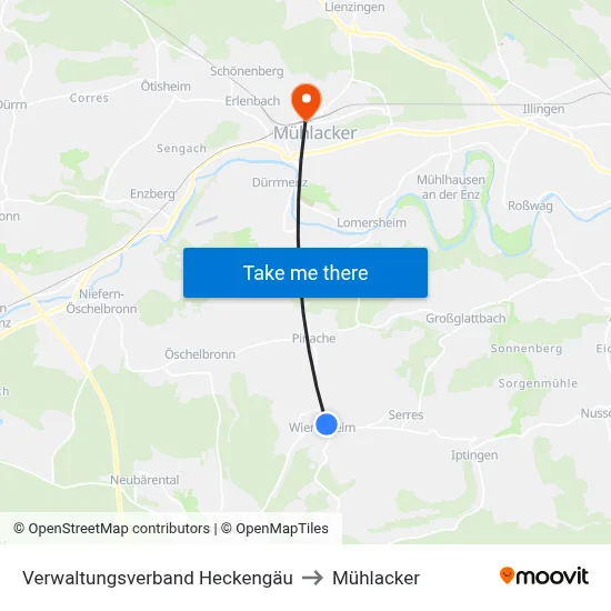Verwaltungsverband Heckengäu to Mühlacker map