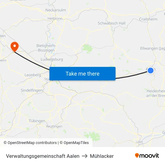 Verwaltungsgemeinschaft Aalen to Mühlacker map