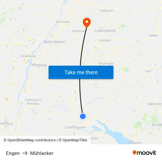 Engen to Mühlacker map