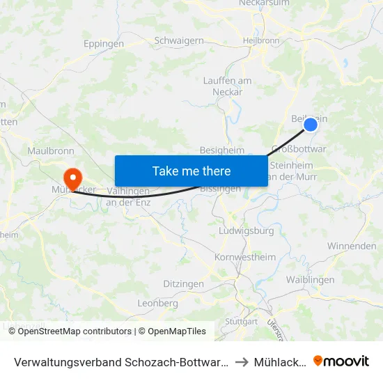 Verwaltungsverband Schozach-Bottwartal to Mühlacker map
