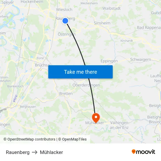 Rauenberg to Mühlacker map