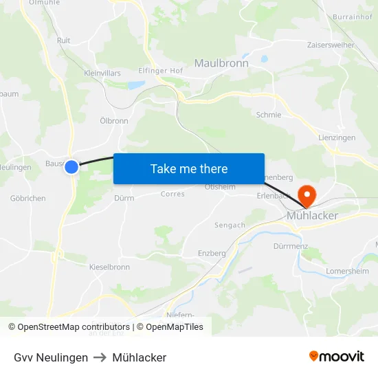 Gvv Neulingen to Mühlacker map