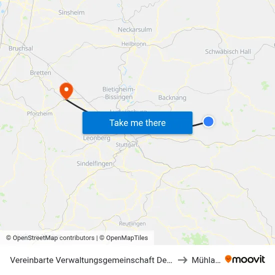 Vereinbarte Verwaltungsgemeinschaft Der Stadt Welzheim to Mühlacker map