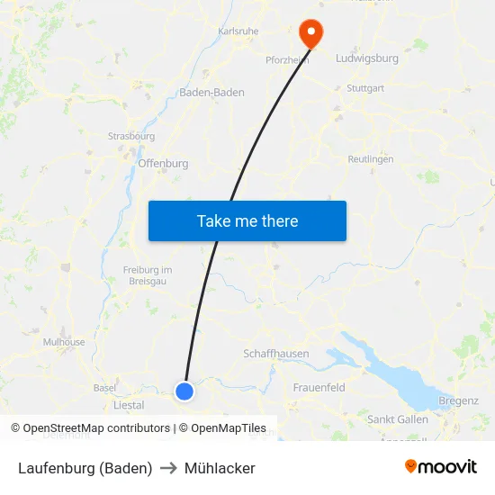 Laufenburg (Baden) to Mühlacker map
