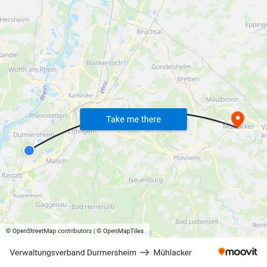 Verwaltungsverband Durmersheim to Mühlacker map