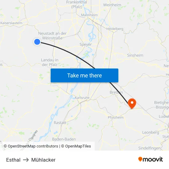 Esthal to Mühlacker map