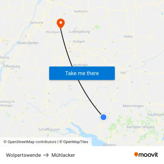 Wolpertswende to Mühlacker map