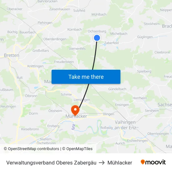 Verwaltungsverband Oberes Zabergäu to Mühlacker map