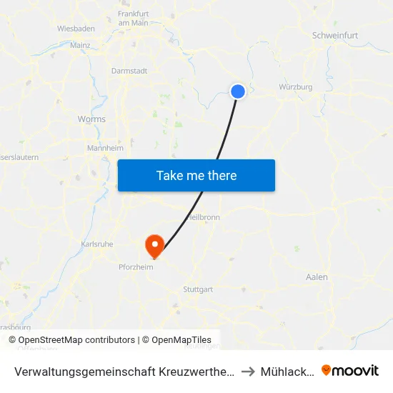 Verwaltungsgemeinschaft Kreuzwertheim to Mühlacker map