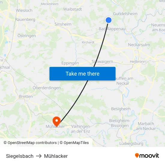 Siegelsbach to Mühlacker map