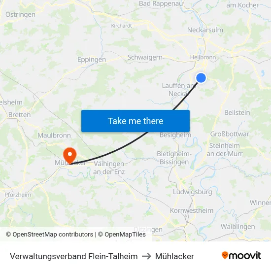 Verwaltungsverband Flein-Talheim to Mühlacker map