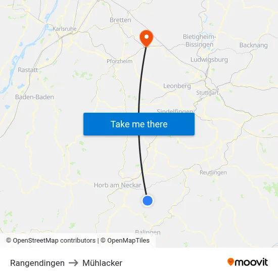 Rangendingen to Mühlacker map