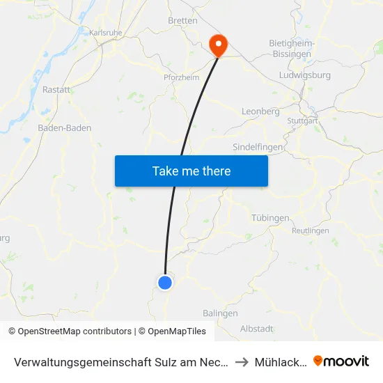 Verwaltungsgemeinschaft Sulz am Neckar to Mühlacker map