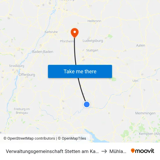 Verwaltungsgemeinschaft Stetten am Kalten Markt to Mühlacker map