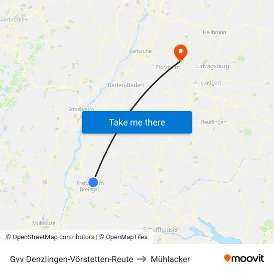 Gvv Denzlingen-Vörstetten-Reute to Mühlacker map