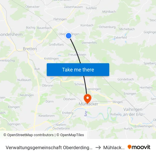Verwaltungsgemeinschaft Oberderdingen to Mühlacker map