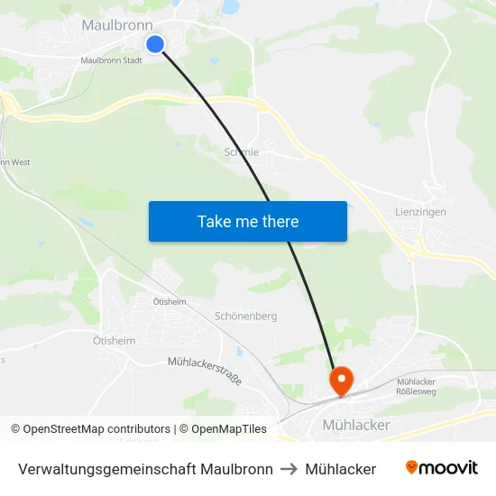 Verwaltungsgemeinschaft Maulbronn to Mühlacker map