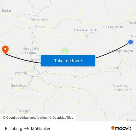 Ellenberg to Mühlacker map