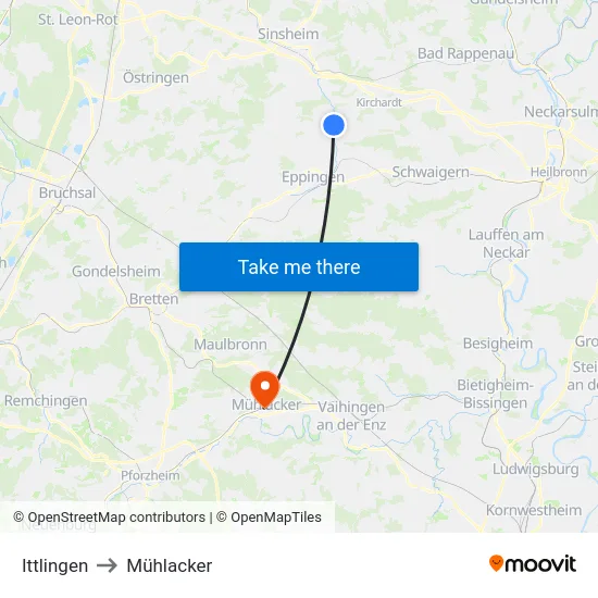 Ittlingen to Mühlacker map