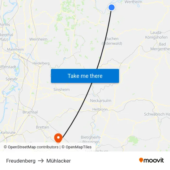 Freudenberg to Mühlacker map