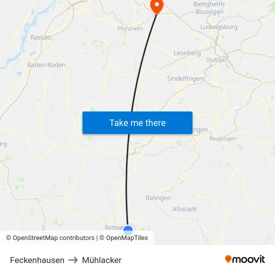 Feckenhausen to Mühlacker map