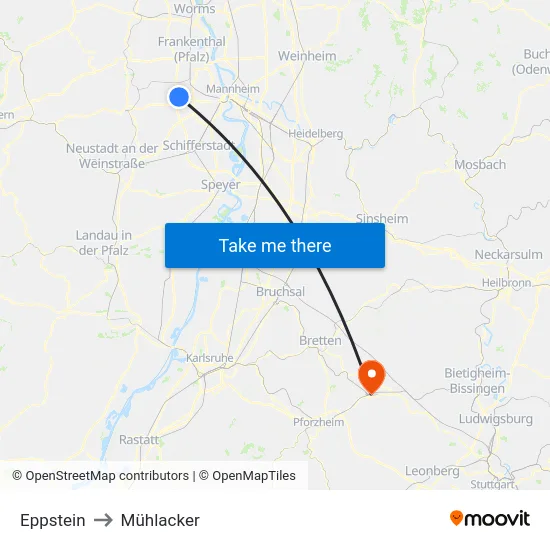 Eppstein to Mühlacker map