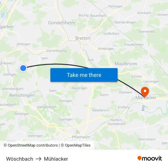 Wöschbach to Mühlacker map