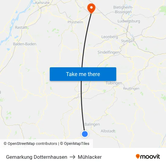Gemarkung Dotternhausen to Mühlacker map