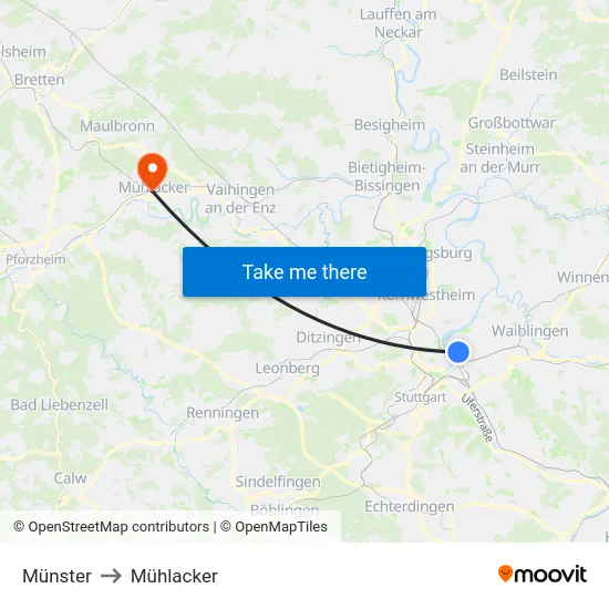 Münster to Mühlacker map