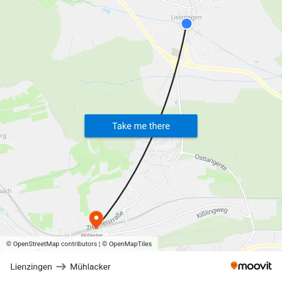 Lienzingen to Mühlacker map