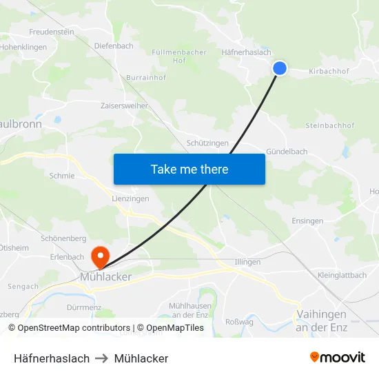Häfnerhaslach to Mühlacker map
