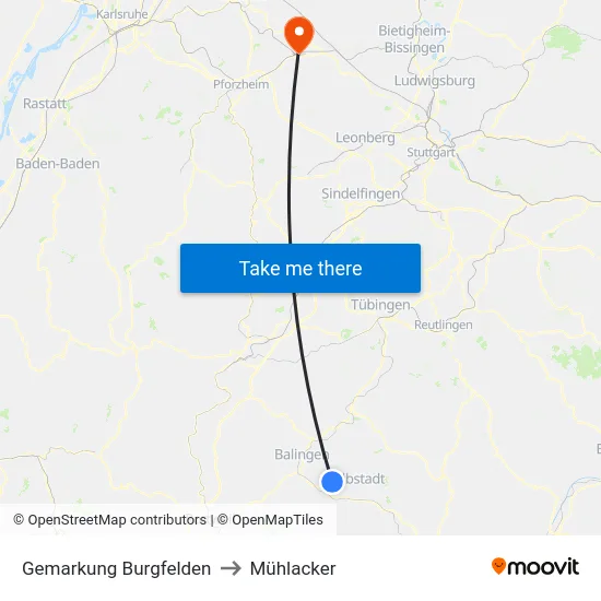 Gemarkung Burgfelden to Mühlacker map