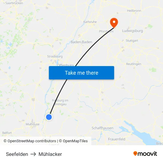 Seefelden to Mühlacker map