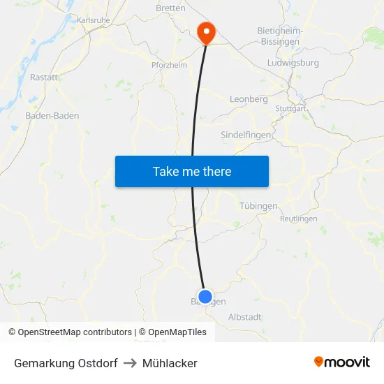 Gemarkung Ostdorf to Mühlacker map