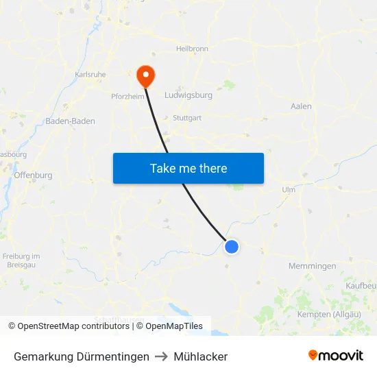 Gemarkung Dürmentingen to Mühlacker map