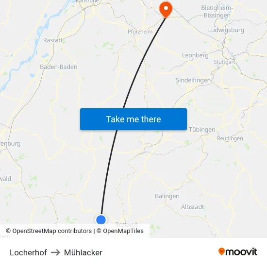 Locherhof to Mühlacker map