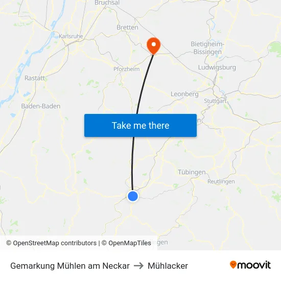 Gemarkung Mühlen am Neckar to Mühlacker map