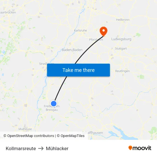 Kollmarsreute to Mühlacker map