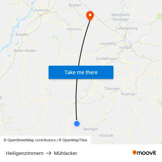 Heiligenzimmern to Mühlacker map