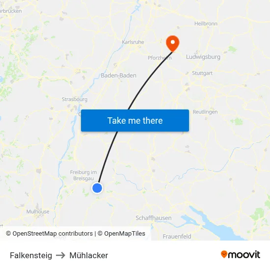Falkensteig to Mühlacker map