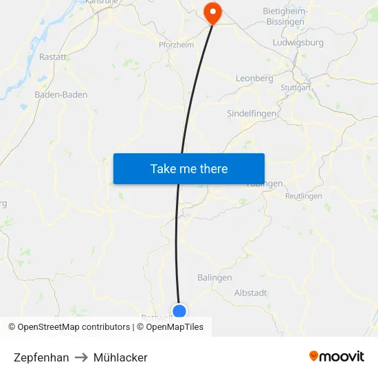 Zepfenhan to Mühlacker map