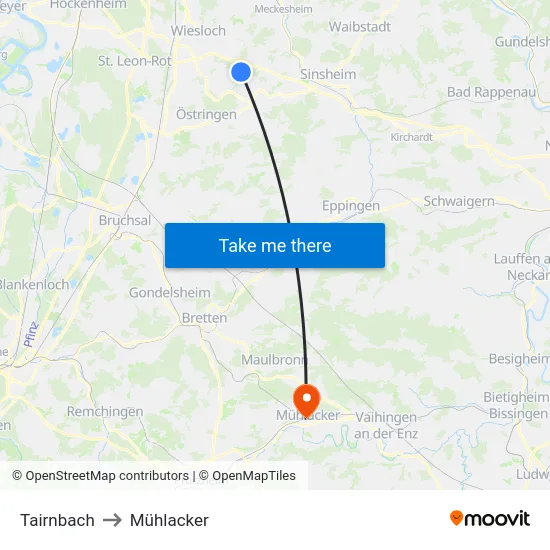 Tairnbach to Mühlacker map