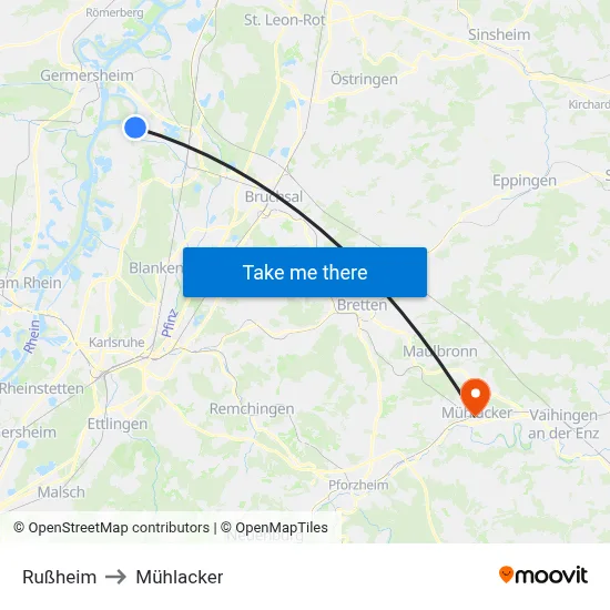 Rußheim to Mühlacker map