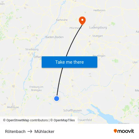 Rötenbach to Mühlacker map