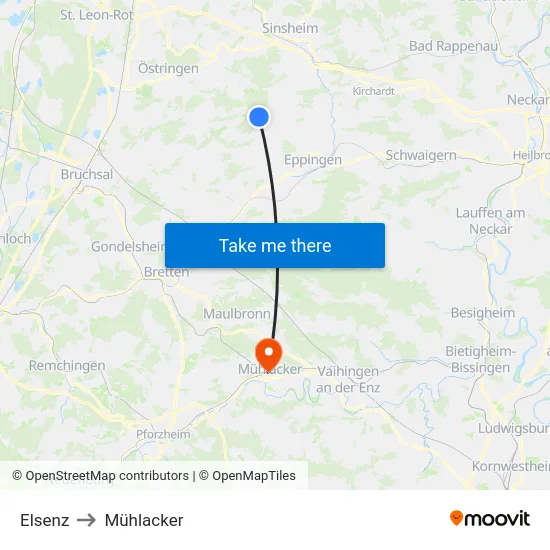 Elsenz to Mühlacker map