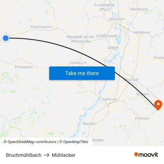 Bruchmühlbach to Mühlacker map