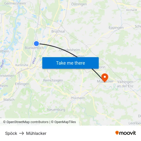 Spöck to Mühlacker map