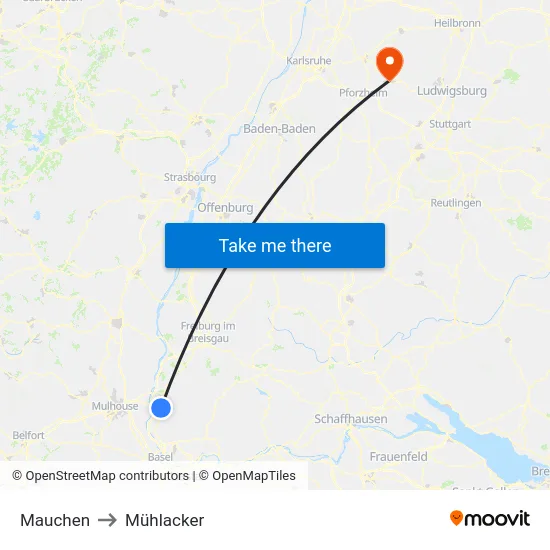 Mauchen to Mühlacker map