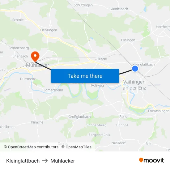 Kleinglattbach to Mühlacker map
